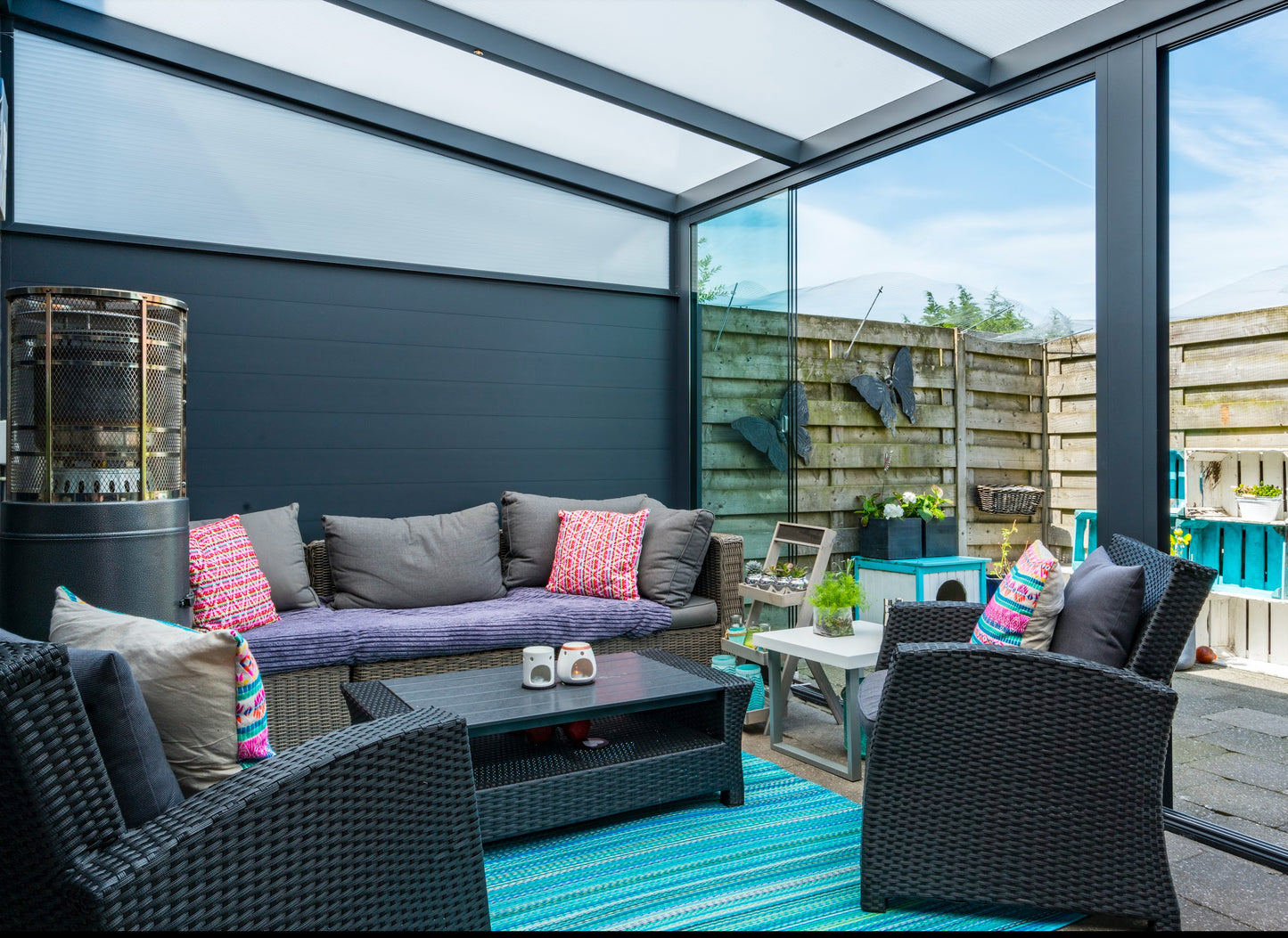 Deponti Pigato 4m wide polycarbonate roof veranda.