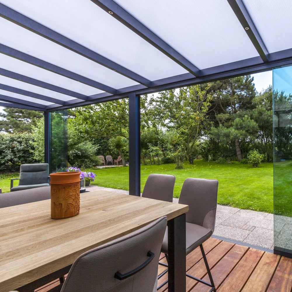 Deponti Pigato 4m wide polycarbonate roof veranda.