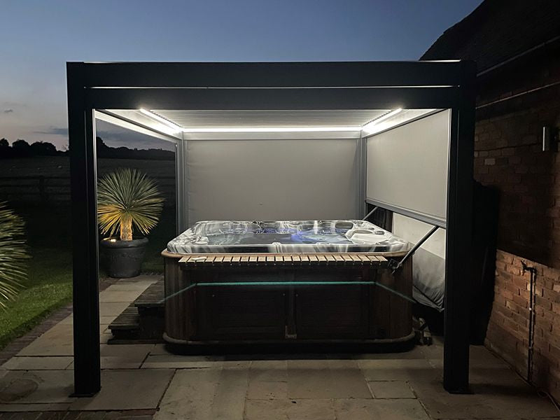 Eclipse 3 x 3 m LED motorised Bioclimatic pergola.