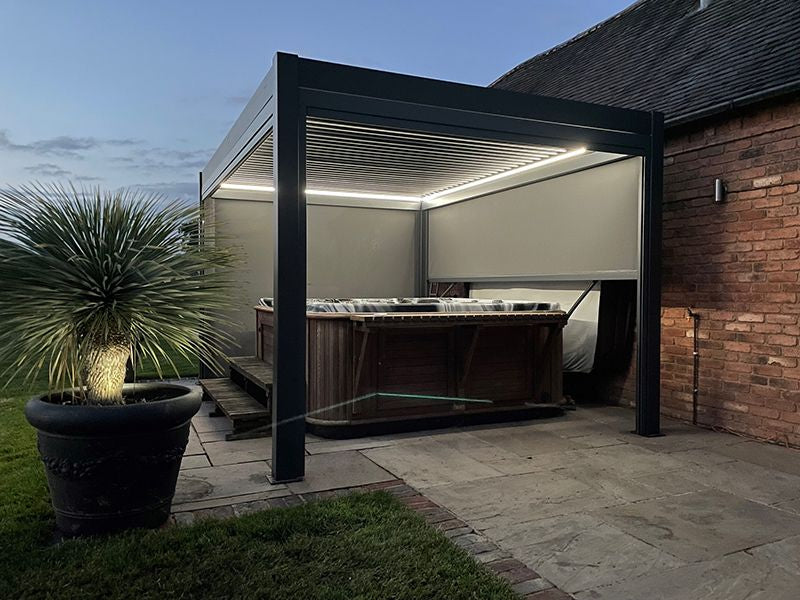 Eclipse 3 x 3 m LED motorised Bioclimatic pergola.