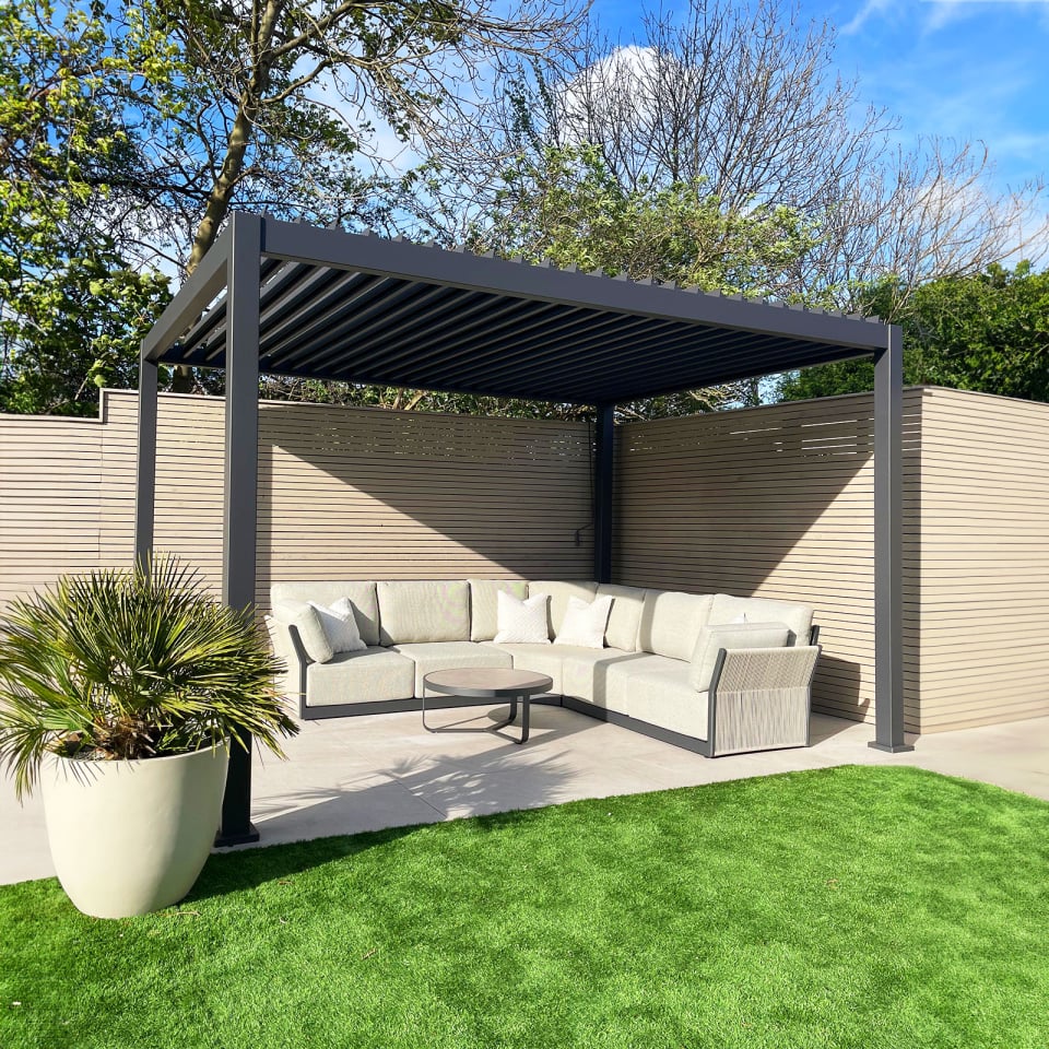 Nova Titan 4 x 3.6m manual opening pergola - grey