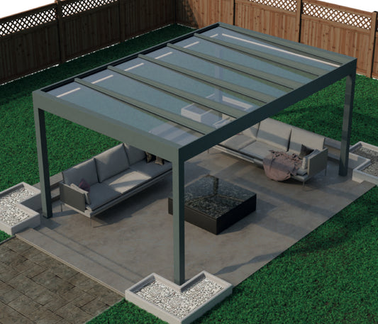 The Cube glass roof pergola by The Cabinologist.