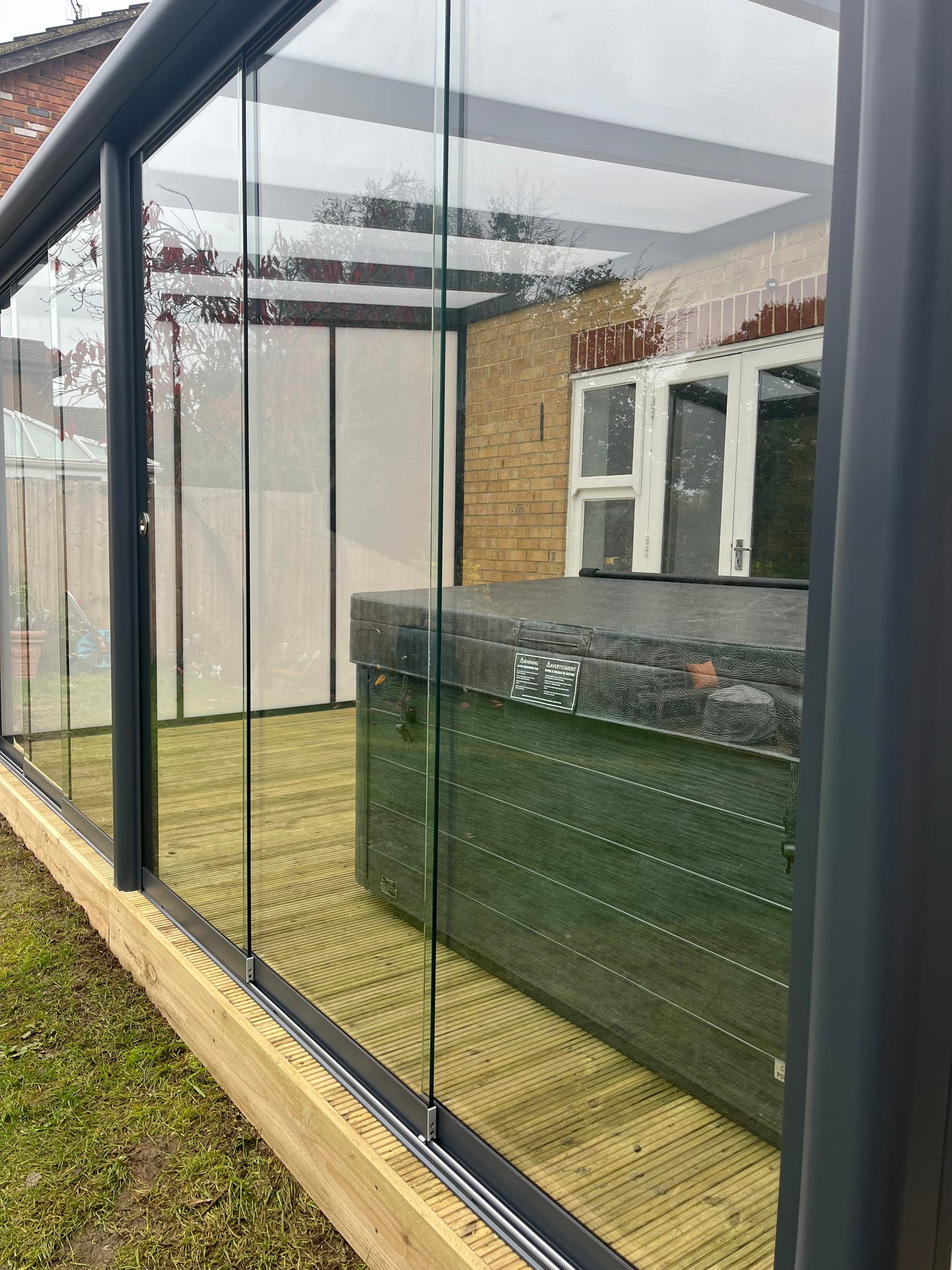 Front sliding glass doors .