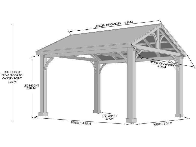 Cedar gazebo 3.66m wide x 4.28m long