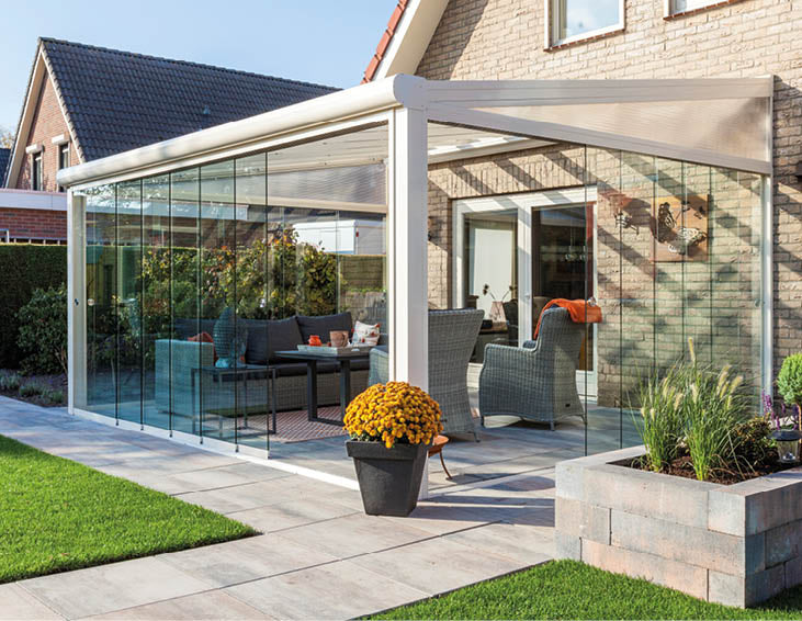Front sliding glass doors .