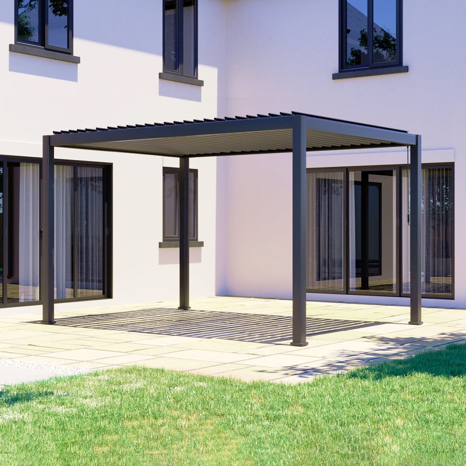 Proteus Metal Pergola in Graphite Grey - 4.0m x 3.0m Free Standing