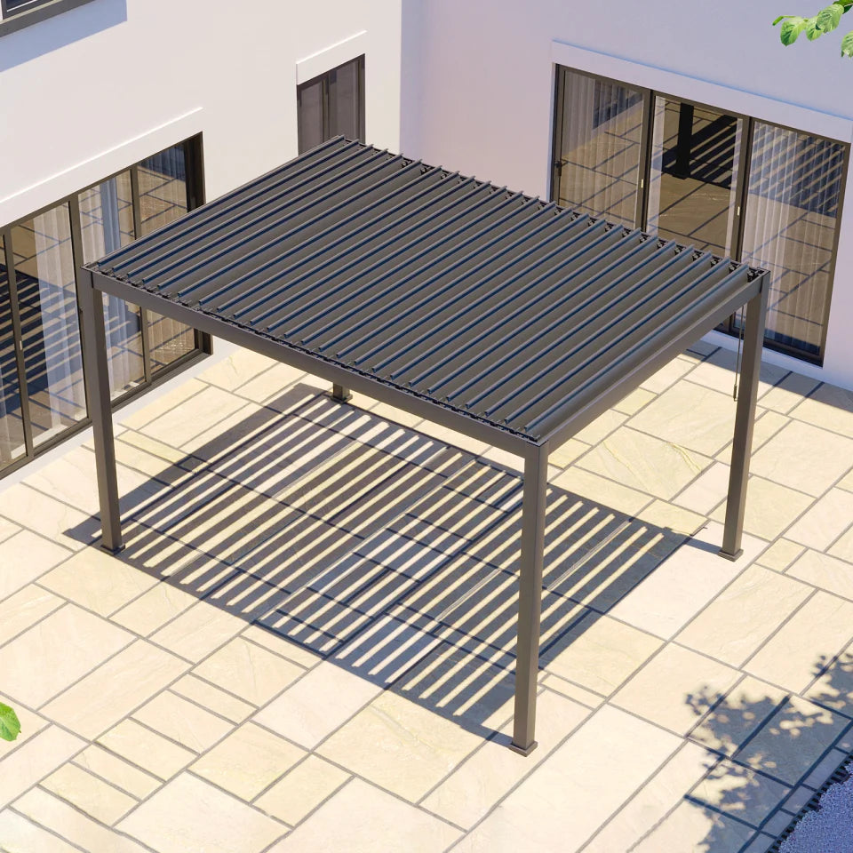 Proteus Metal Pergola in Graphite Grey - 4.0m x 3.0m Free Standing