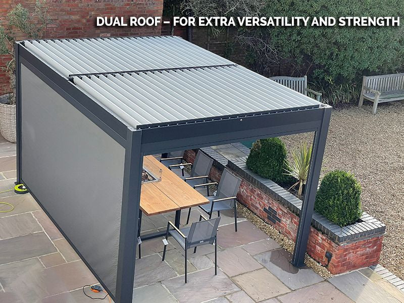 Eclipse 3 x 4 m LED motorised Bioclimatic pergola.