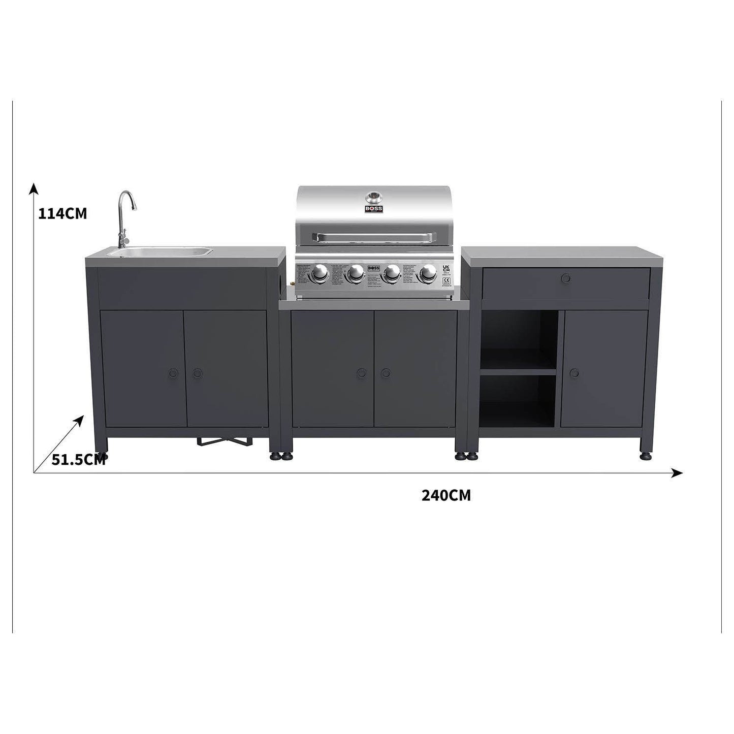 Cabinologist Texas All Star Outdoor Kitchen Modular - 4 Burner Gas BBQ Grill