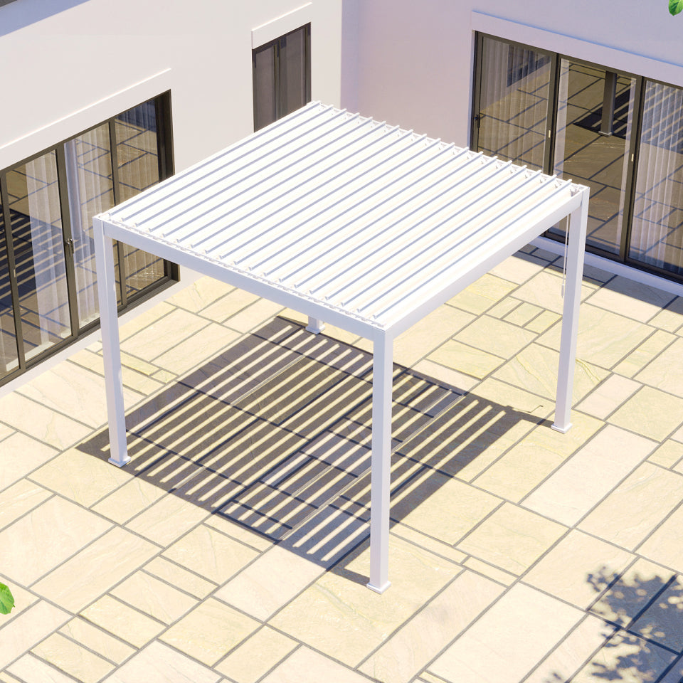 Nova proteus lite white metal pergola