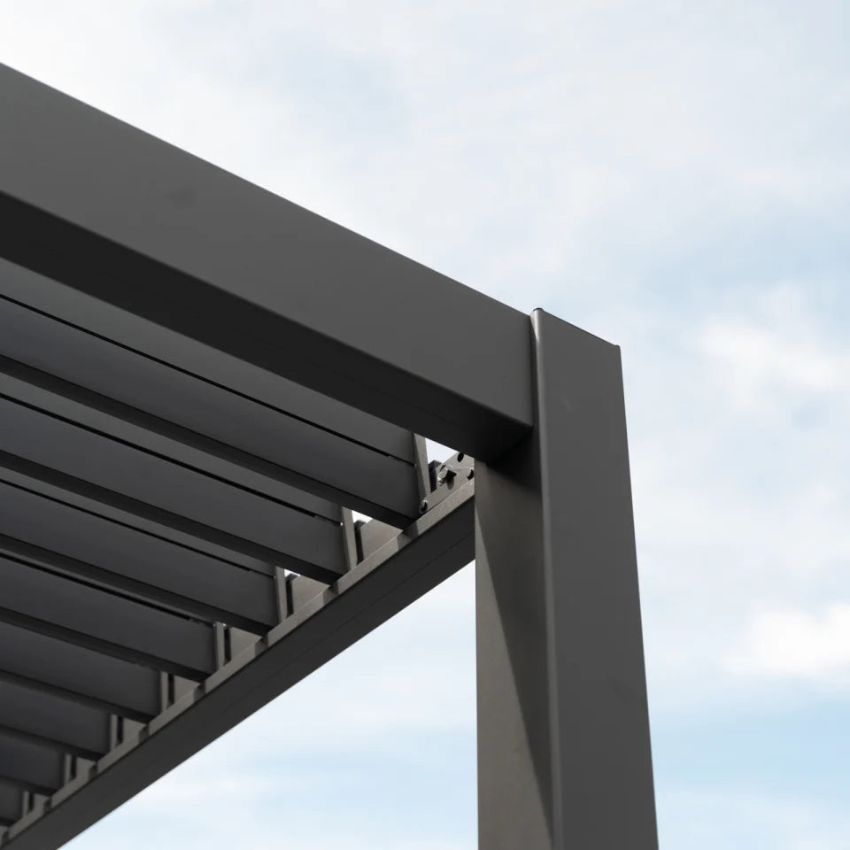 Nova Titan Aluminium Pergolas in Grey.