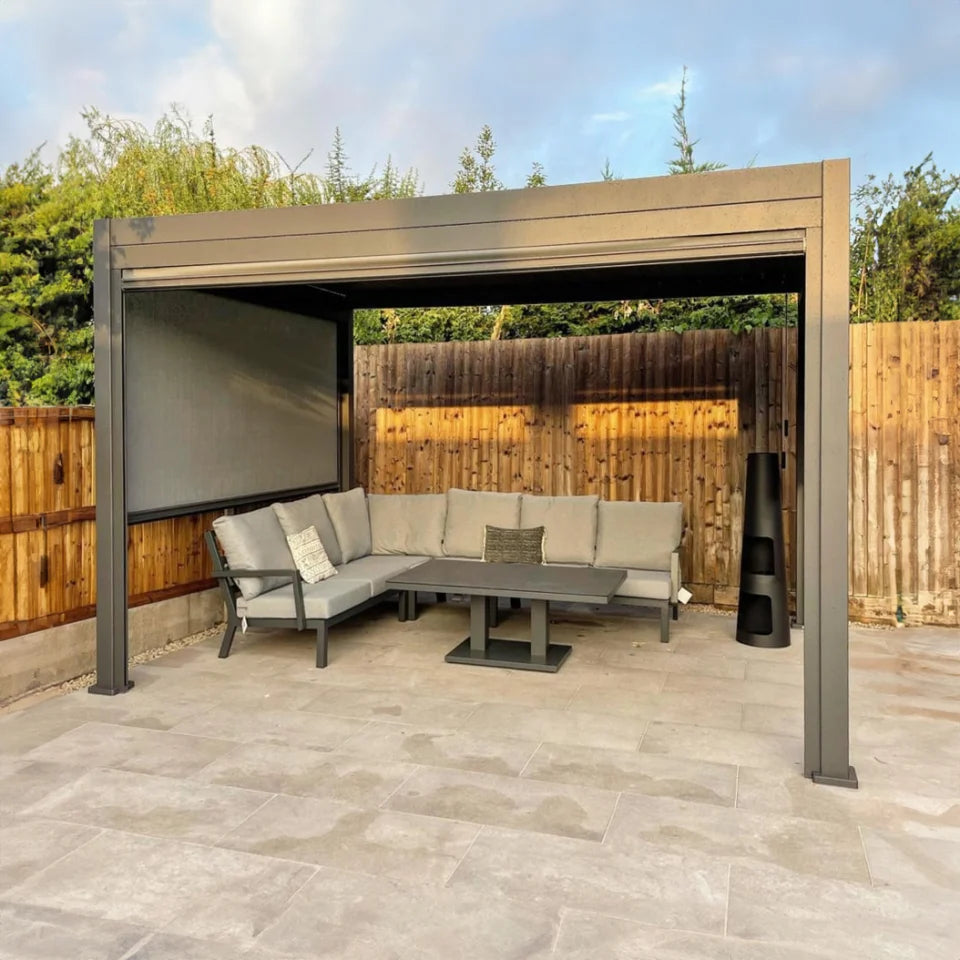 Nova Titan Aluminium Pergolas in Grey.