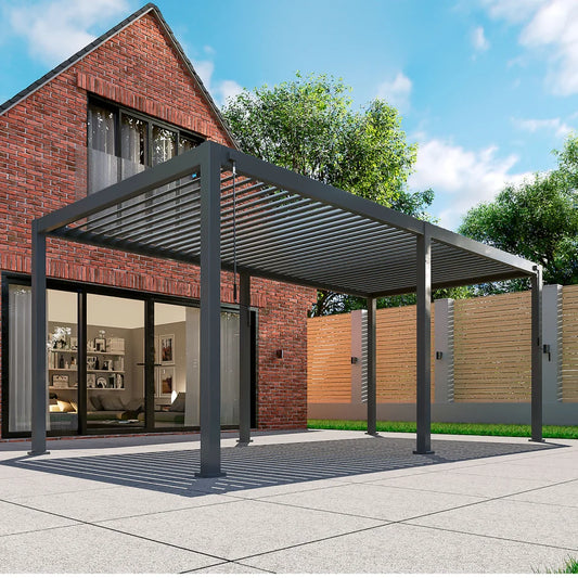 Nova Titan 6 x 3m manual opening pergola - grey