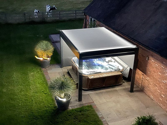 Eclipse 3 x 3 m LED motorised Bioclimatic pergola.