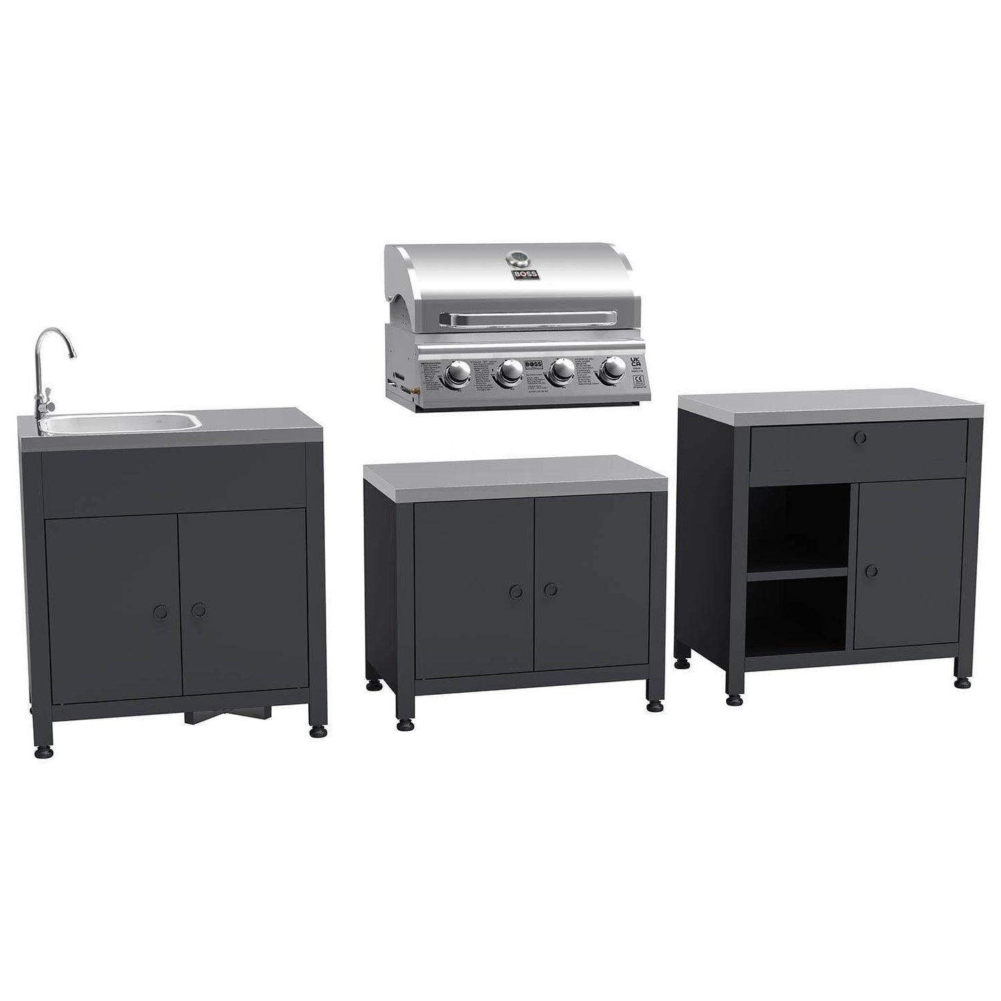 Cabinologist Texas All Star Outdoor Kitchen Modular - 4 Burner Gas BBQ Grill