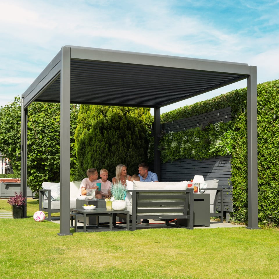 Nova Titan 4 x 3m manual opening pergola - grey