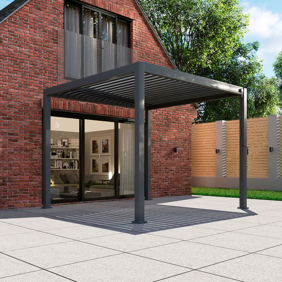 Nova Titan 3.6 x 3.6m manual opening pergola - grey