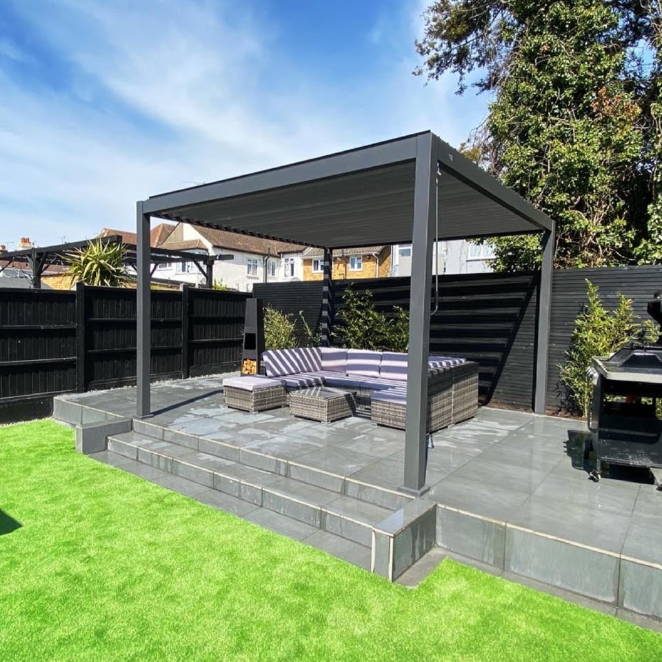 Nova Titan 3.6 x 3.6m manual opening pergola - grey